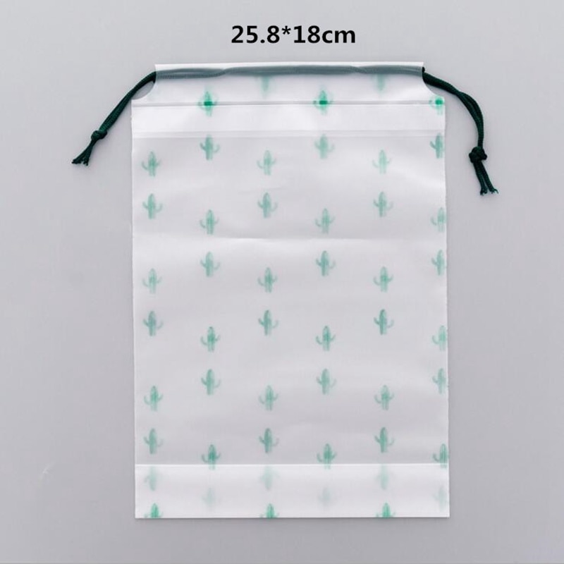 Transparent Drawstring Makeup Bag Women Cosmetic Bag Cactus Zipper Bath Storage Pouch Make Up Beauty Organizer Case