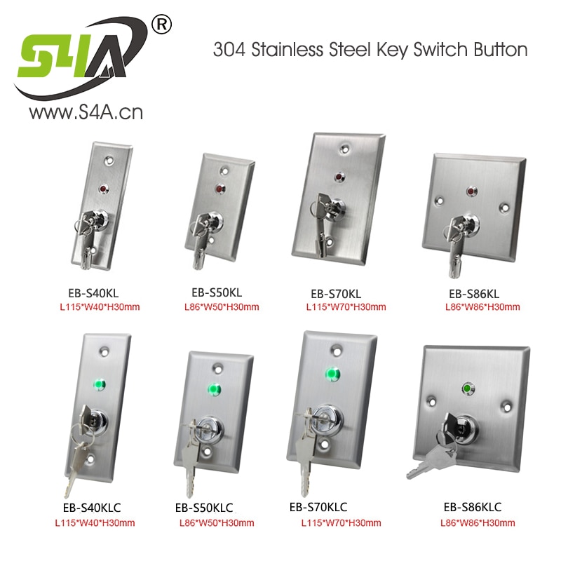 304 Stainless Steel Key Switch Button with Drawing Panel processing ANSI Switch Button
