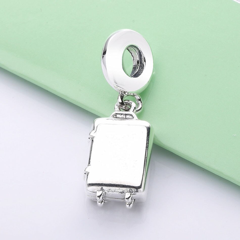 Original Suitcase With Heart Star Winky Face Ready To Explore Pendant Fit 925 Sterling Silver Charm Bracelet Diy Jewelry