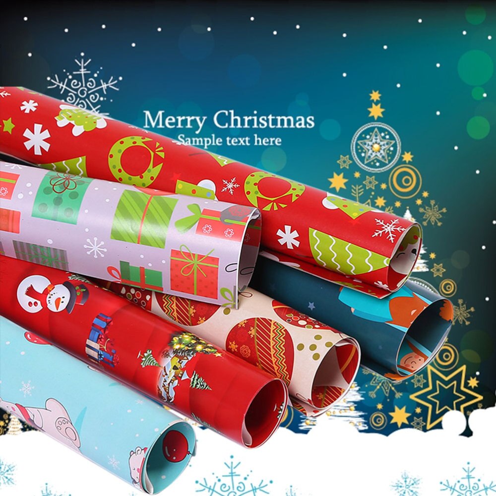 10pcs Xmas Beautiful Packaging Paper Cute Packing Paper Xmas Paper Roll Attractive for Girl Woman Lady