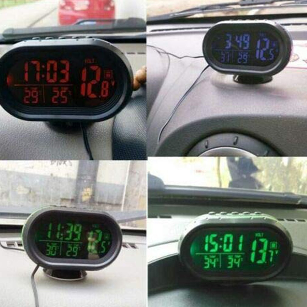 3 In 1 Auto Elektronische Horloge Auto Digitale Led Elektronische Lcd Klok Thermometer Voltmeter Led Digitale Thermometer Voltmeter