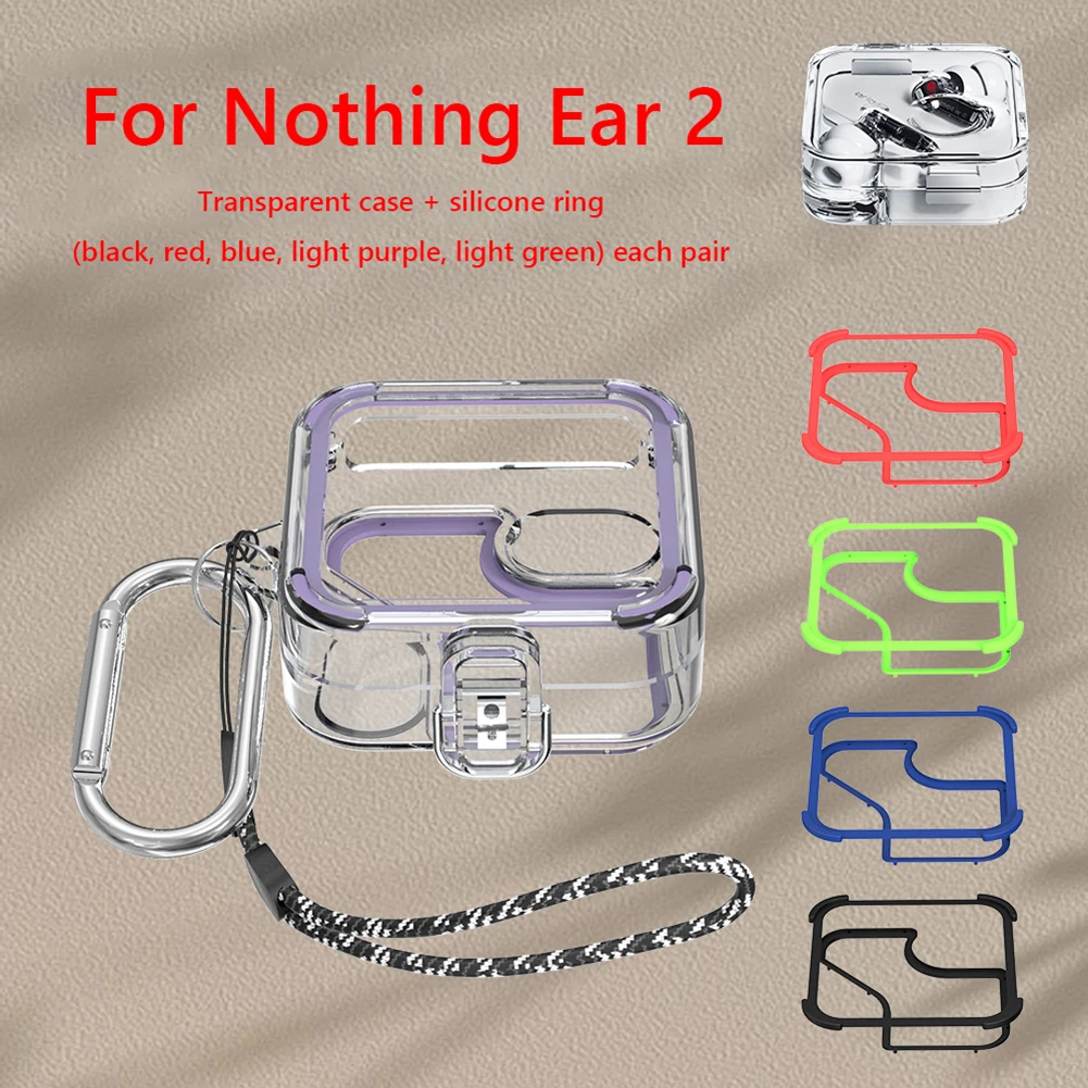 Draadloze Koptelefoon Hoes Pc Transparante Headset Hoes Met 5 Paar Siliconen Ring Lanyard En Metalen Haak Voor Niets Oor 2