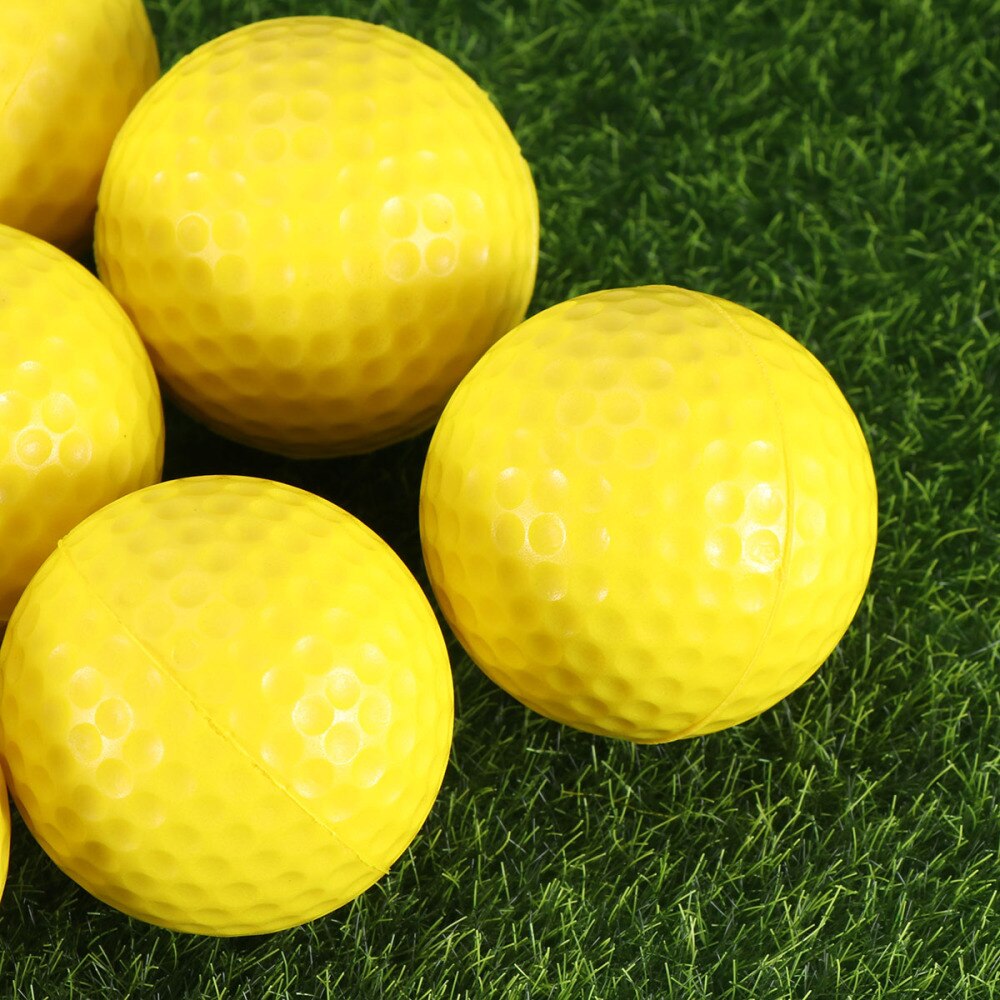 10pcs Indoor Practice PU Golf Balls Soft Elastic Training Golf Balls (Yellow)