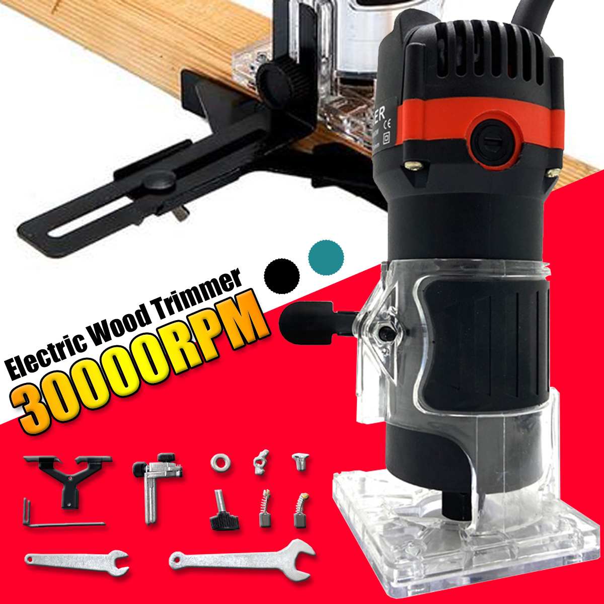 2300W 30000rpm Wood Electric Hand Trimmer Woodworking Engraving Slotting Trimming Hand Carving Machine Wood Router Joiners Set
