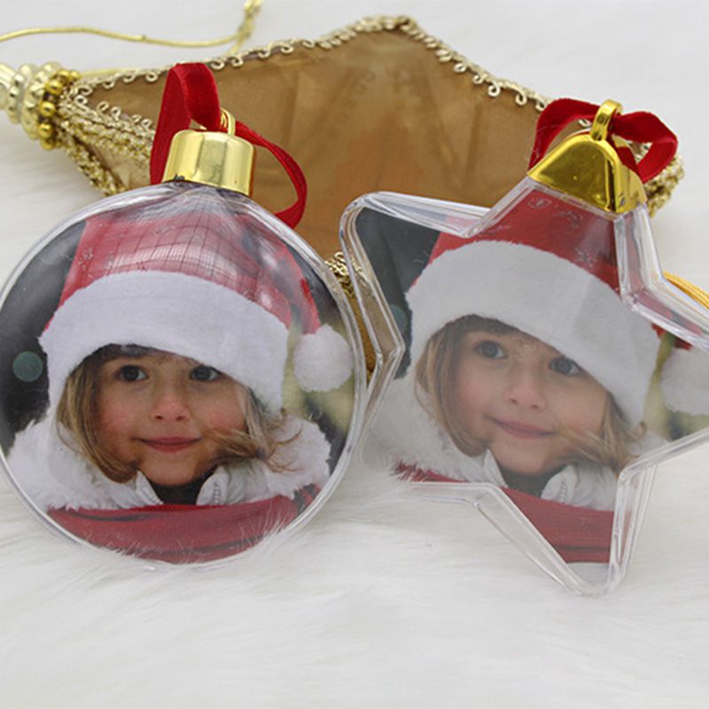 5PCS Clear Plastic Photo Frame Xmas Tree Hanging Picture Frame Ornament DIY Christmas Party Room Decorations Pet Pendant