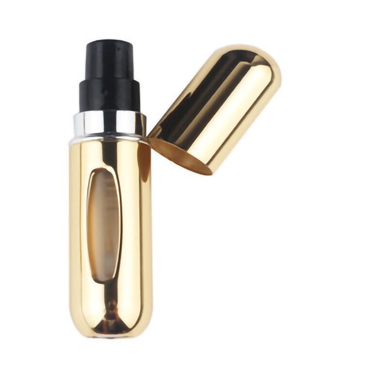 5ml Travel Accessories organizer Mini Refillable Perfume Bottle Canned Air Spray Bottom Pump Perfume Atomization for Travel need: Bright gold