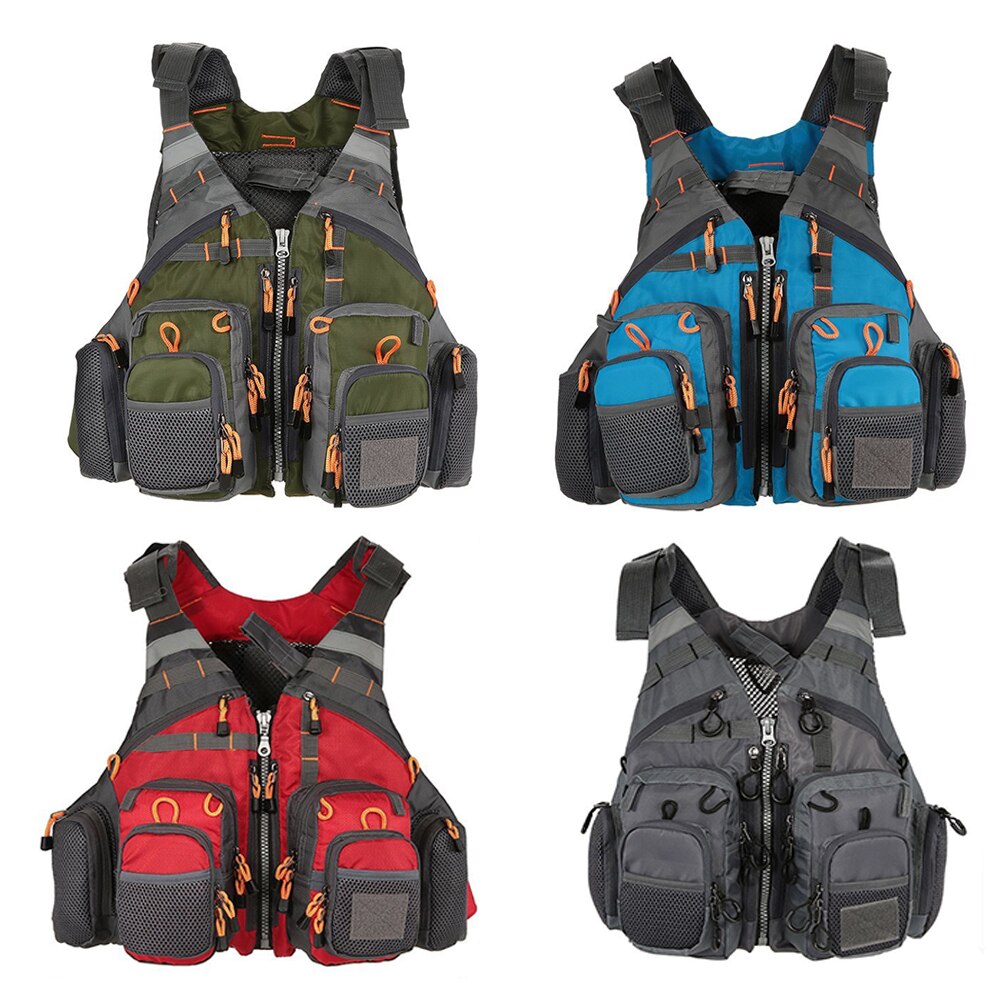 Waterproof fishing life jacket, outdoor sports life vest, multi-pocket buoyancy life jacket, swimming safety jacket
