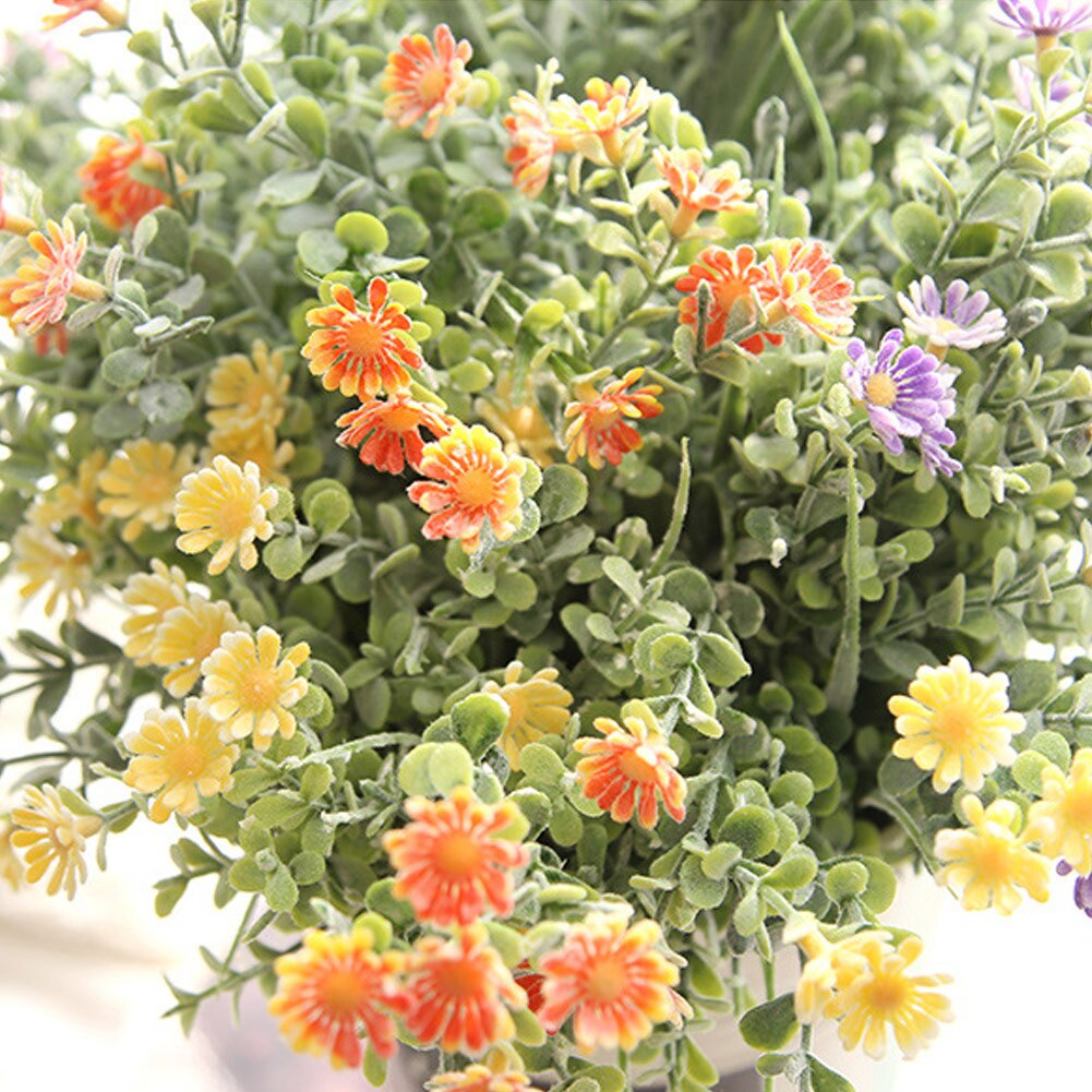 Landelijk Style Bloemen Plastic Kunstmatige Kleine Daisy Bloem voor Bruiloft Bruid Bedrijf Nep Bloemen Boeket Huis Tuin