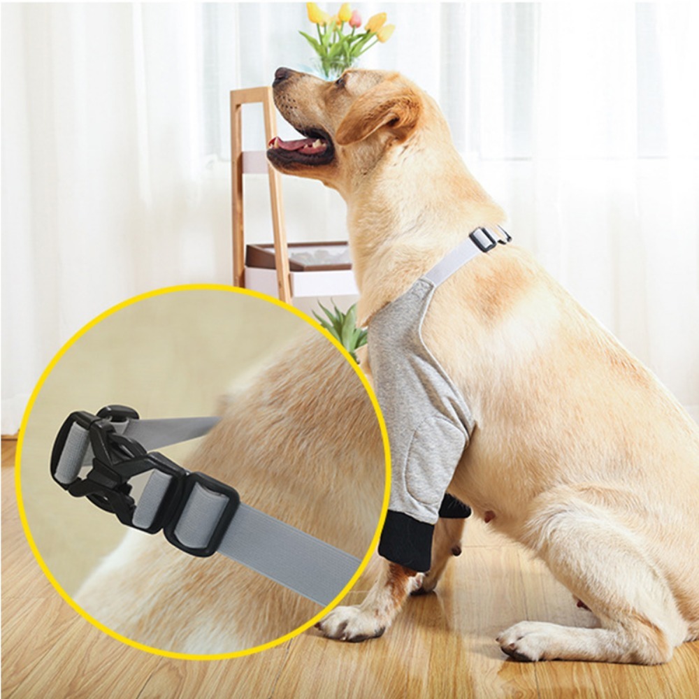 Práctico y transpirable funda de recuperación para perros, coderas suaves ajustables para cachorros, rodilleras antichar de algodón para pierna delantera de perro