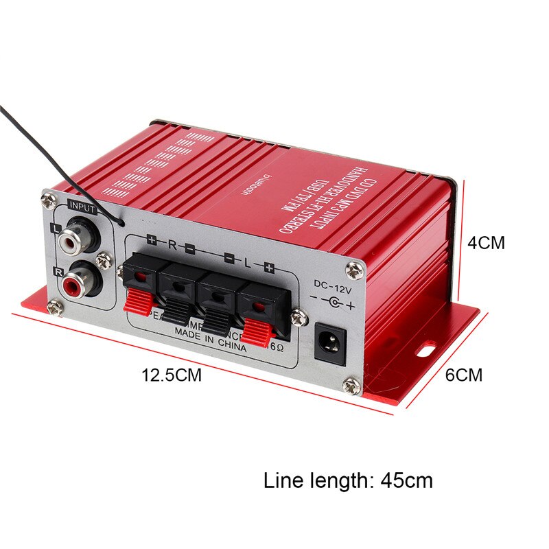 Retail Mini Car Amplifier 2 Channel HIFI Audio Power Amplifier Bluetooth Stereo Car Theater Amp with FM Radio USB/TF/AUX