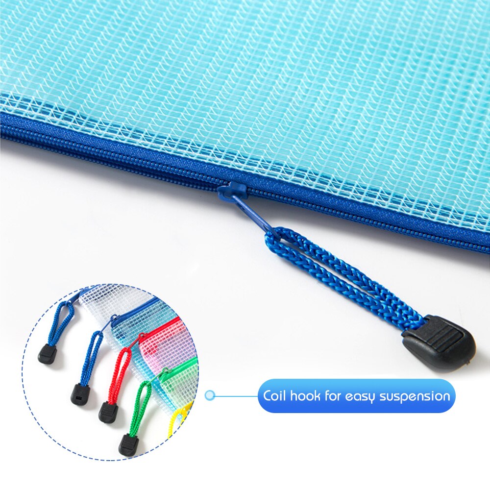 A3/A4/A5 Plastic Gridding Waterproof Zip Bag Double Layer Paper Document File Bill Zipper Bag Document Pencil Pouch