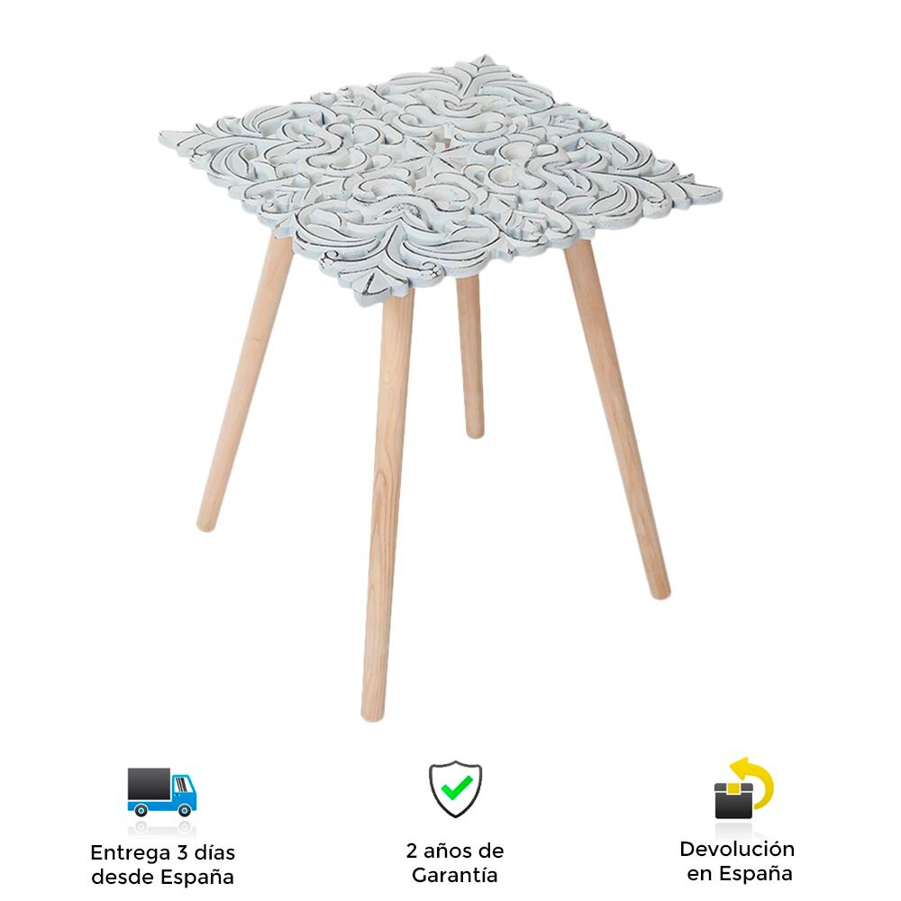 Mesa mandala, cuadrada, blanco, minimalista, y funcionalidad, toque moderno, salón, oficina, dormitorio, comedor