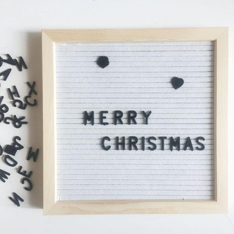 Beautiful Felt Letter Board Wooden Frame Changeable Symbols Numbers Characters Message Boards for Home Office Hogard: 1