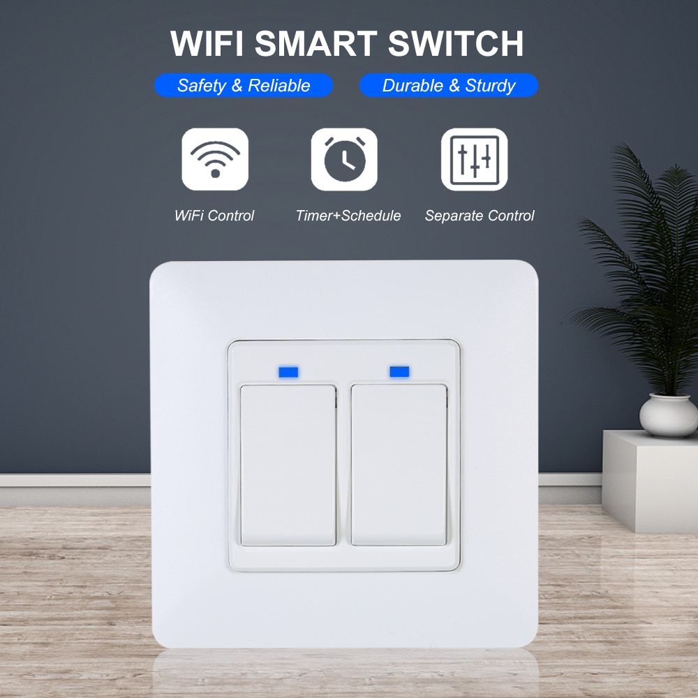 Smart Light Switch Separate Control In-Wall WiFi Smart Switch for Alexa Google Assistant No Hub Required Remote Control Switch