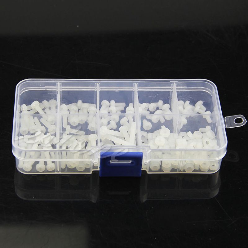 160Pcs Metric M3 8 Maten Assortiment Stand-Off Nylon Schroeven Bolt & Nuts Kit Wit