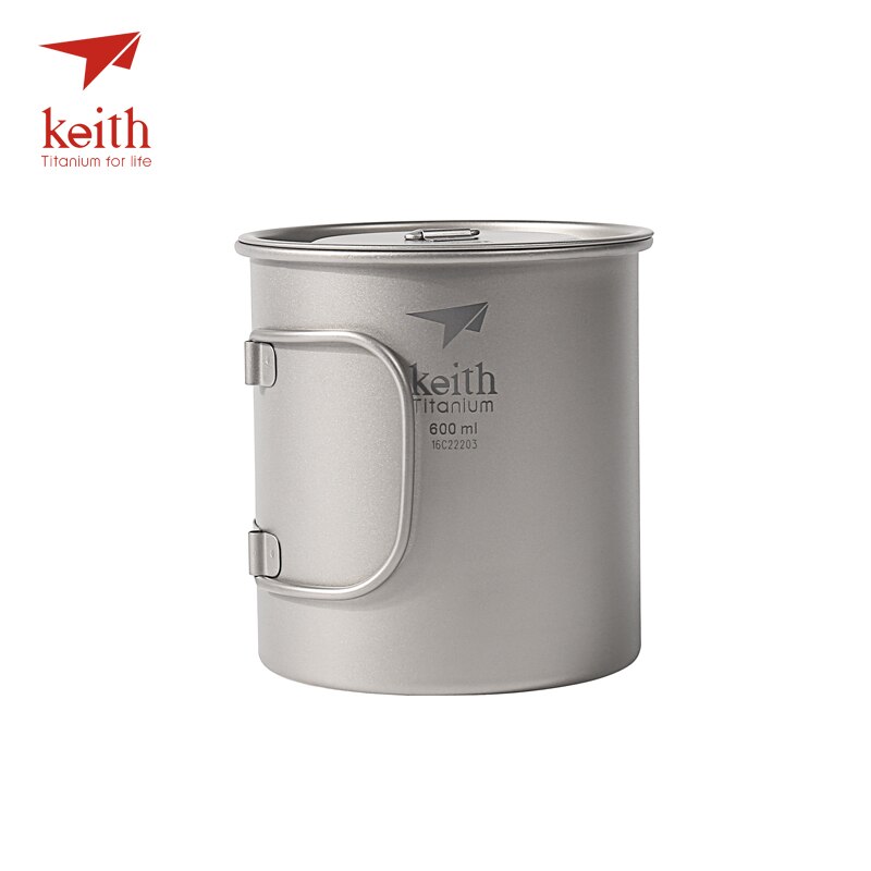 Keith draussen Titan Wasser Becher Mit Klapp Griffe Titan Deckel Getränk Camping Tassen Ultraleicht Reise Becher 220 ml-900 ml