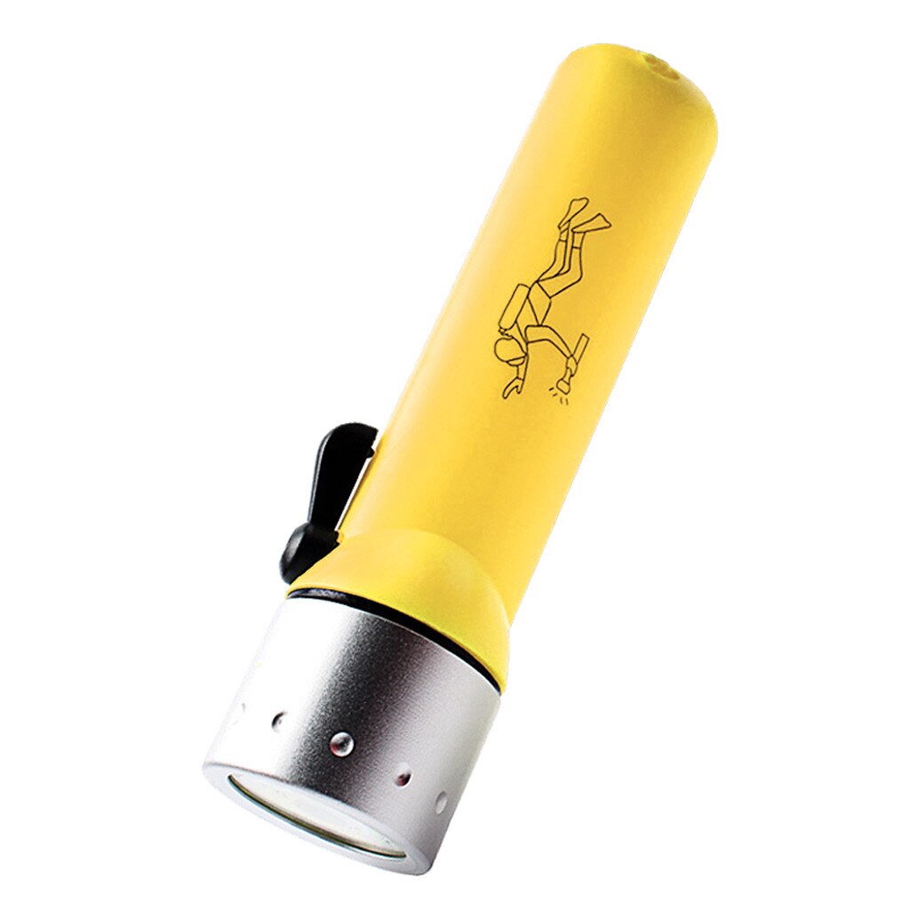 Underwater LED Metal Head Q5 Diving Flashlight Submersible Torch Hand Lamp Waterproof Scuba Under Water Diver Spotlight 25m: Fluorescent Yellow