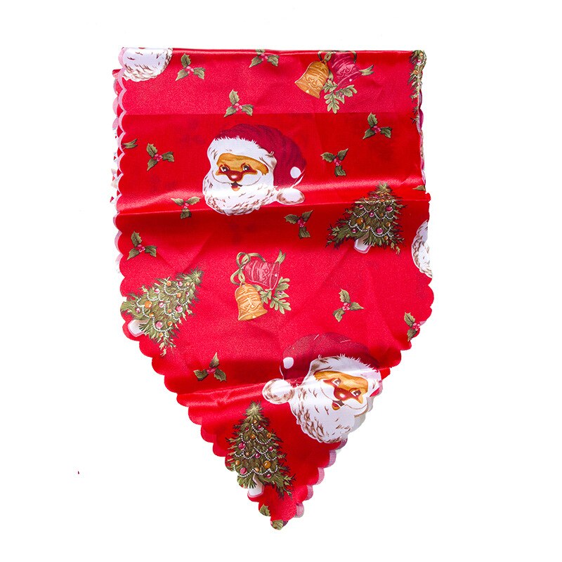 Fest tilbehør letvægts duge bord flag juledekoration 180*34cm polyester juletryk bordløber: Lys rød