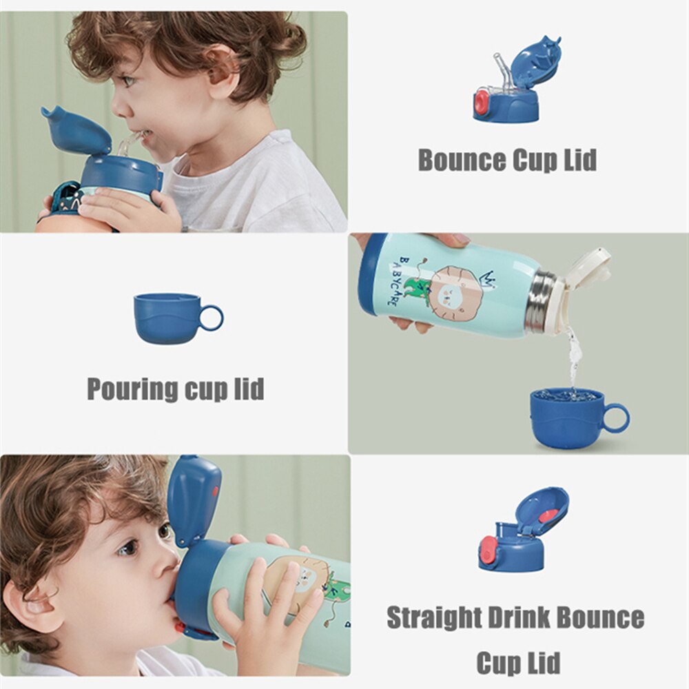 Bc babycare 600ml 3 in 1 baby vacuüm tuitbeker draagbare pers rietje waterfles lekvrije geïsoleerde roestvrijstalen thermosbeker