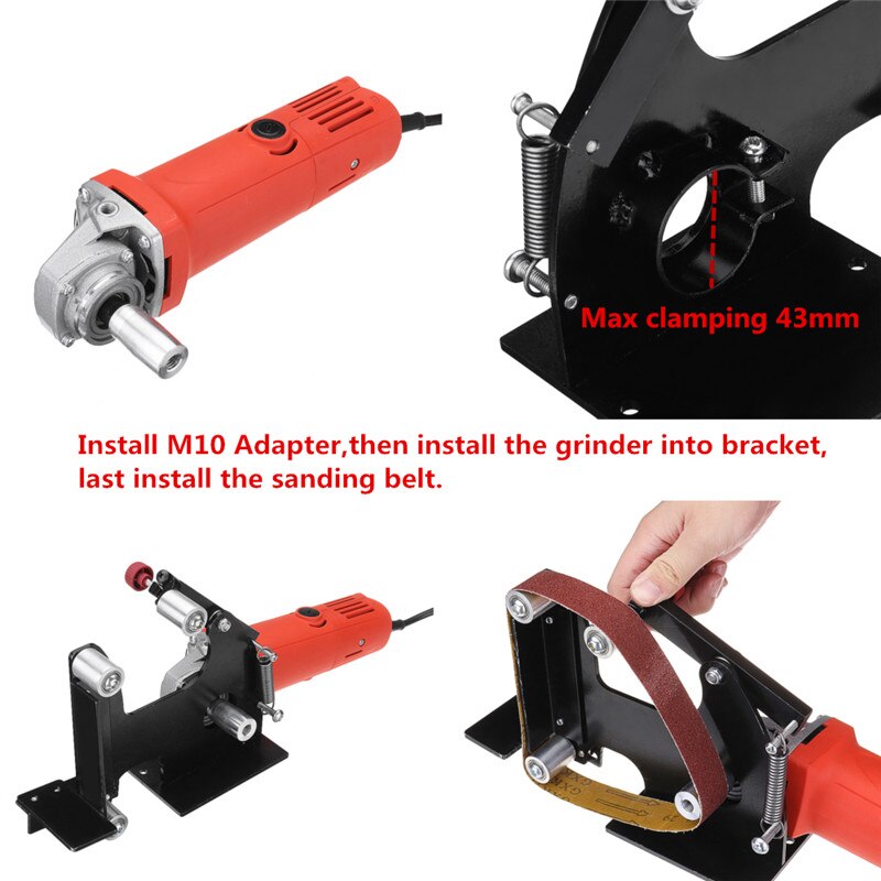 Drillpro Angle Grinder Belt Sander Attachment Metal Wood Sanding Belt Adapter Use 100 Angle Grinder For Polishing Wood Metal