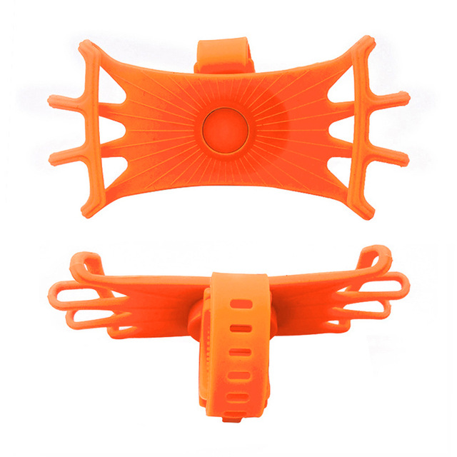 Soporte de silicona para teléfono de bicicleta, para IPhone 11 pro max 6 7 8 plus X Xr Xs, banda de montaje para teléfono móvil, Clip Universal para GPS y bicicleta: Naranja