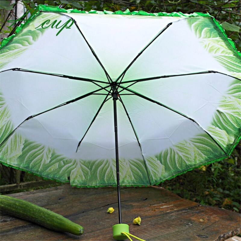 Cabbage Umbrella Lettuce Folding Sunny and Rainy Umbrella Anti-mite Beach Funny Vegetable Umbrella Parasol