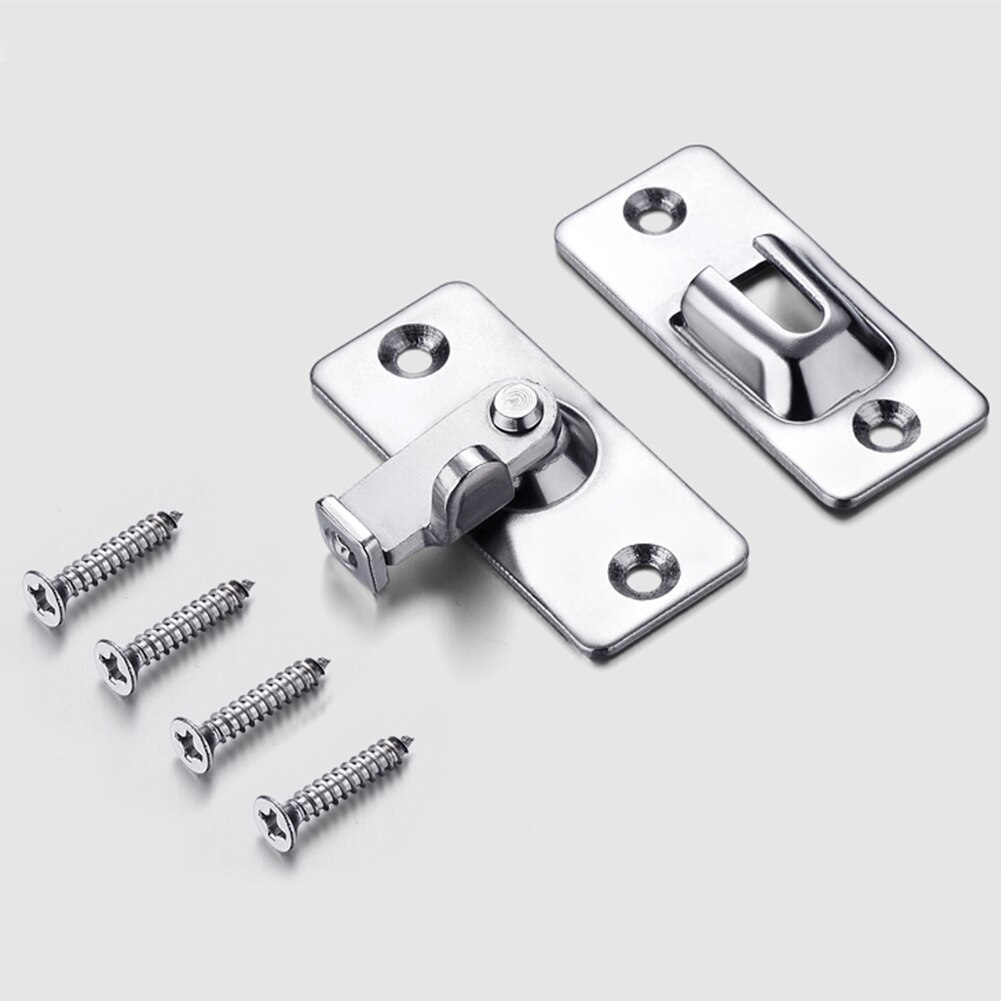 Security Tools Chain Stainless Steel 90 Degree Push Pull Door Lock Hotel Home Cabinet Clasp Button Latch Sliding Shift