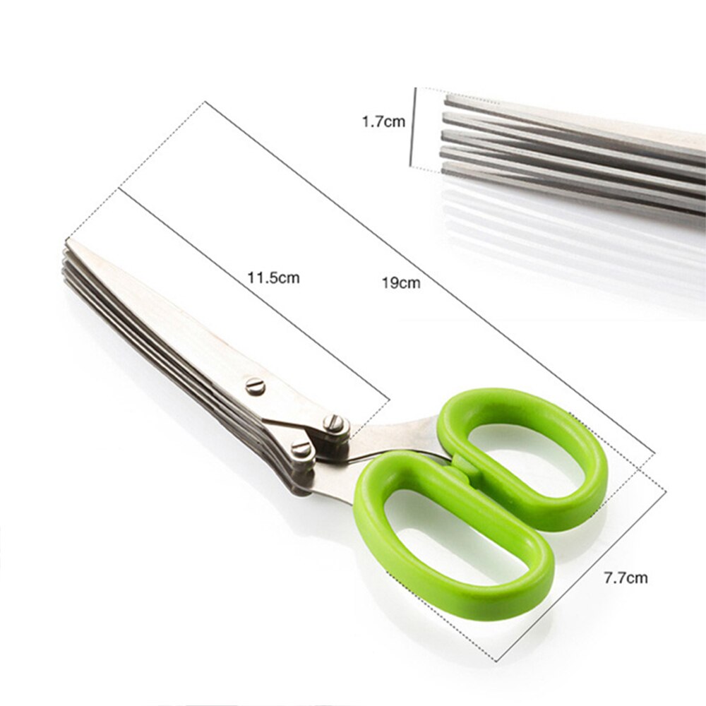 Creatieve 5 lagen Roestvrij Staal Keuken Schaar Keuken Gereedschap Vijf Groene Ui Cut Multifunctionele Mes Keuken Accessoires