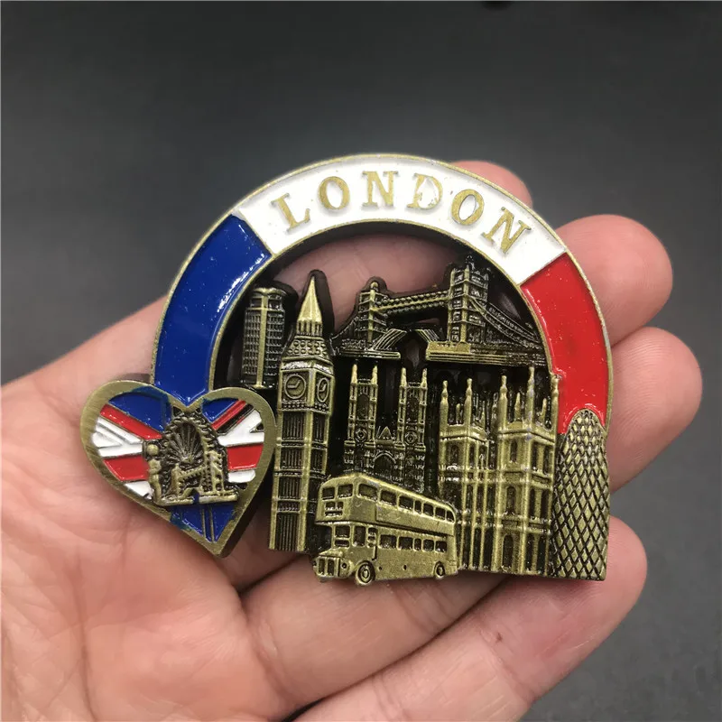 Reino Unido Italia Roma Notre Dame De París Francia Estados Unidos Qatar imán magnético de Metal para nevera Pizza Torre inclinada магнит: Borgoña