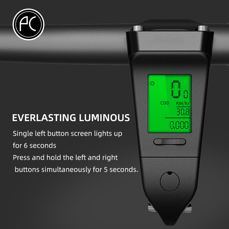 Pcycling Fiets Computer Bike Wired Stopwatch Fietsstuur Stuurpen Riser Stopwatch Waterdicht IPX6 Backlight Engels