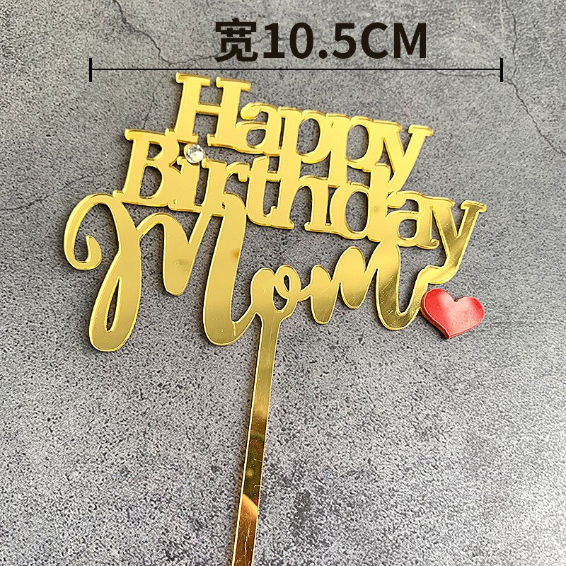 Acrylic Happy Birthday Cake Topper Double Layer Bow Star Mom and Dad Happy Birthday Baking Cake Decoration Party Favors: D