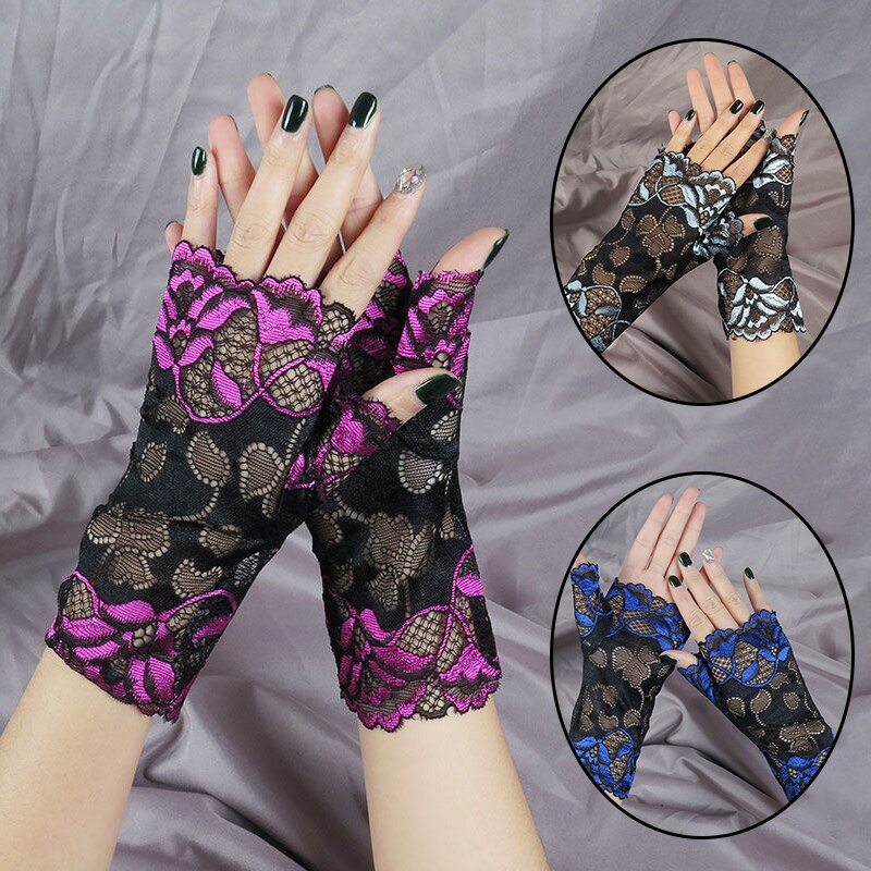 Gants de danse de marin d'été longs sans doigts pour femmes, Sexy, demi-doigt en dentelle, en résille, élégants, mitaines en maille