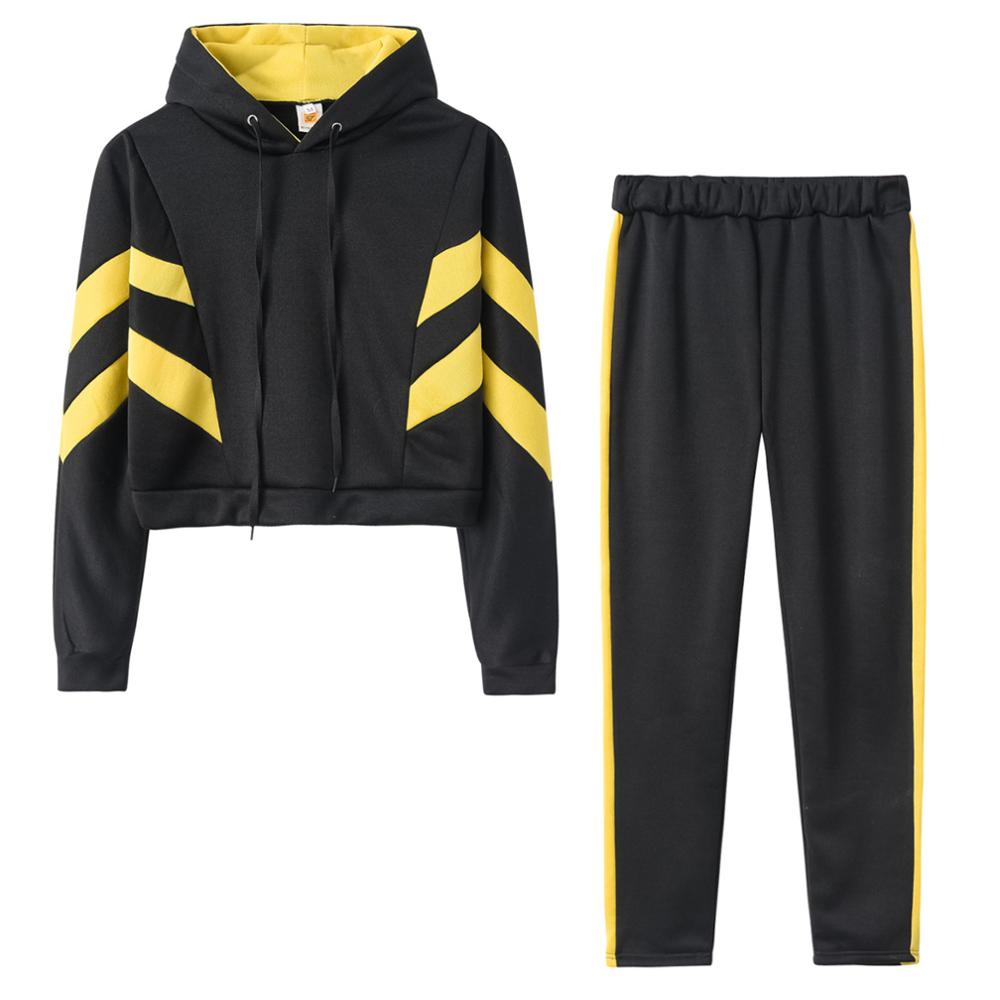 survêtement femmes à capuche à manches longues couleur bloc vêtements De sport costume décontracté Chandal Mujer Jogging Femme conjonctos De Mujer