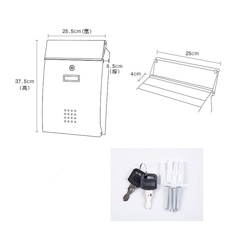 Wall Mounted Outdoor Street Mailbox Stainless Steel Mail Box Apartment Home Garden Letterbox Vertical Locking Post Mailboxes