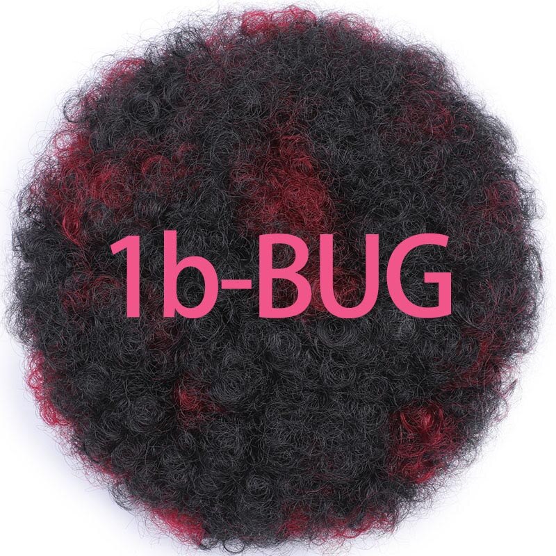 Miss paryk kort krøllet hestehale snoretræk høj puf klip i hårforlængelser syntetisk afrikansk amerikansk afro frisure: T1b/613