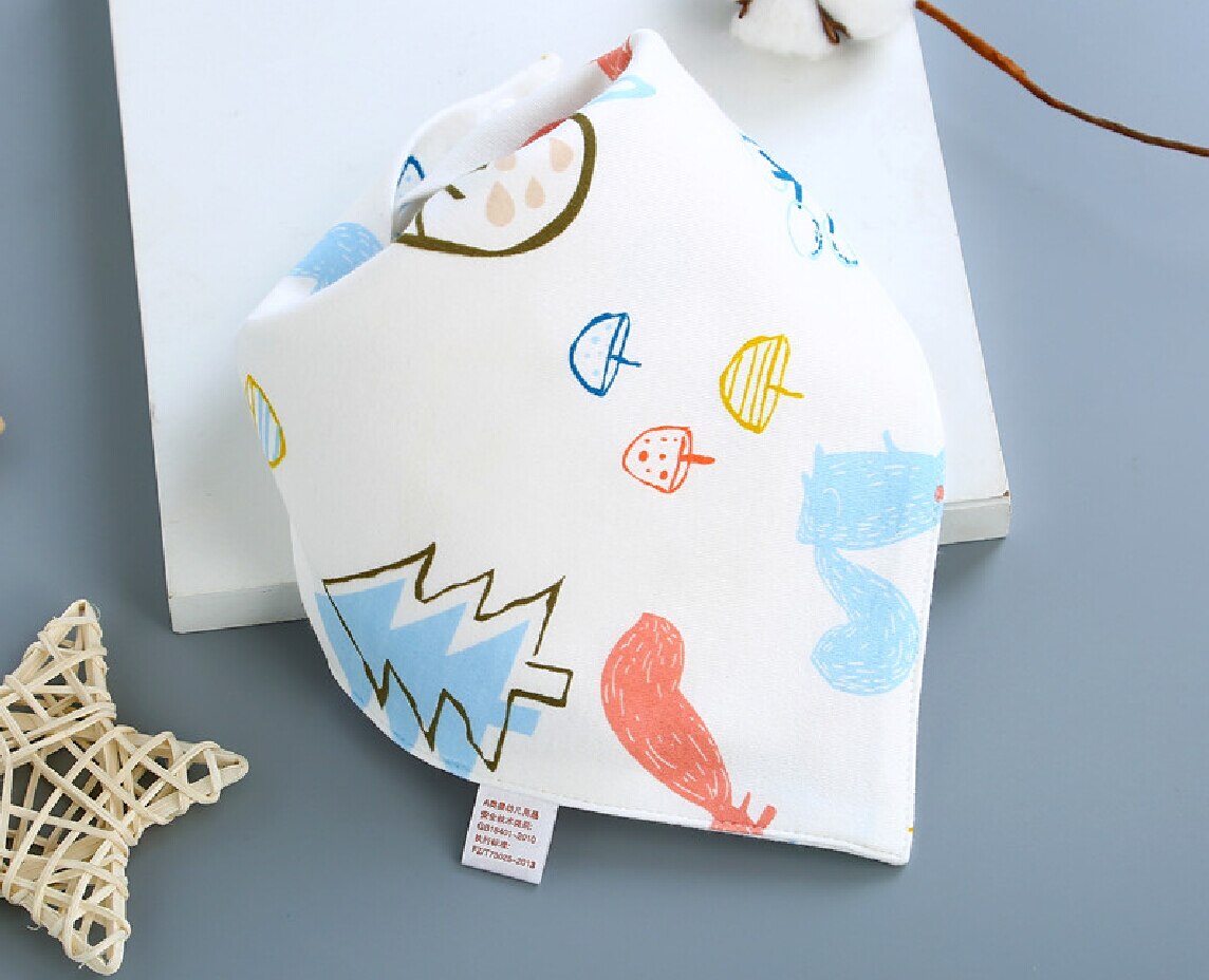 Baby bibs e cotton Cartoon Character Animal Print baby bandana bibs dribble bibs: Gray