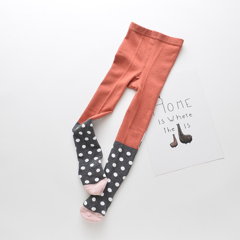Meisjes panty's herfst schattig kawaii cartoon kat stippen patchwork zachte katoen warme hoge taille panty winter voor kinderen 2-9y: 03 / Ik