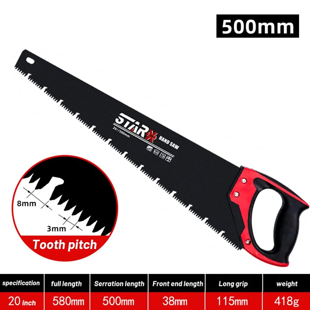 16" 18" 20" Steel Hand Saw Timber Saw Woodworking Cutting Tool Dry Wood Pruning Saw With Hard Teeth For Fine Cut UPVC & Wood