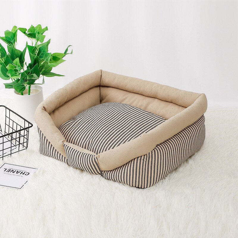 Pet House Mat Dog Bed Sofa Kennel Cat Nest Puppy Couch For Small Large Dogs All Seasons Teddy Chihuahua Bulldog Labrador Bedding: Beige / L 60x45x16cm