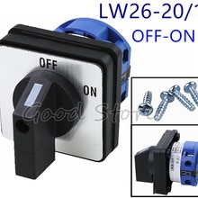 LW26-20/1 ON/OFF 2 position 2 Poles 4 terminals CA-10 440V Ui 660V 20A Rotary Cam Switch