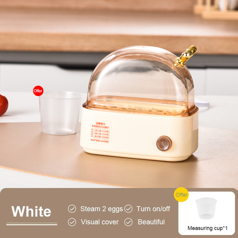 Aquecedor elétrico multifuncional para ovos, desligamento automático, mini caldeira de ovos, vaporizador de alimentos, poacher, café da manhã, máquina de cozinhar: Branco
