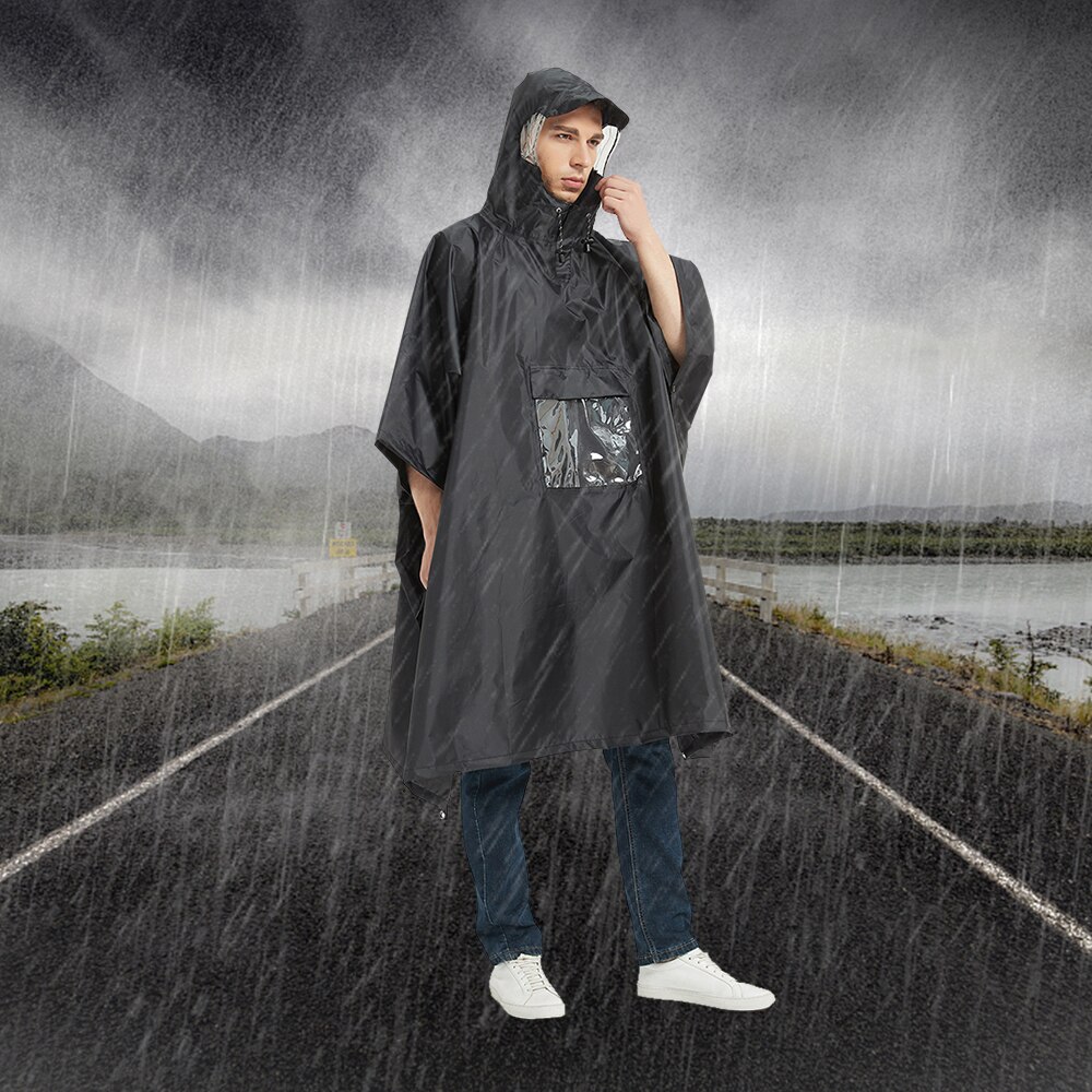 TOMSHOO Multifunctional Lightweight Waterproof Hooded Rain Poncho Raincoat for Men Women Outdoor Hiking Cycling Camping Mat