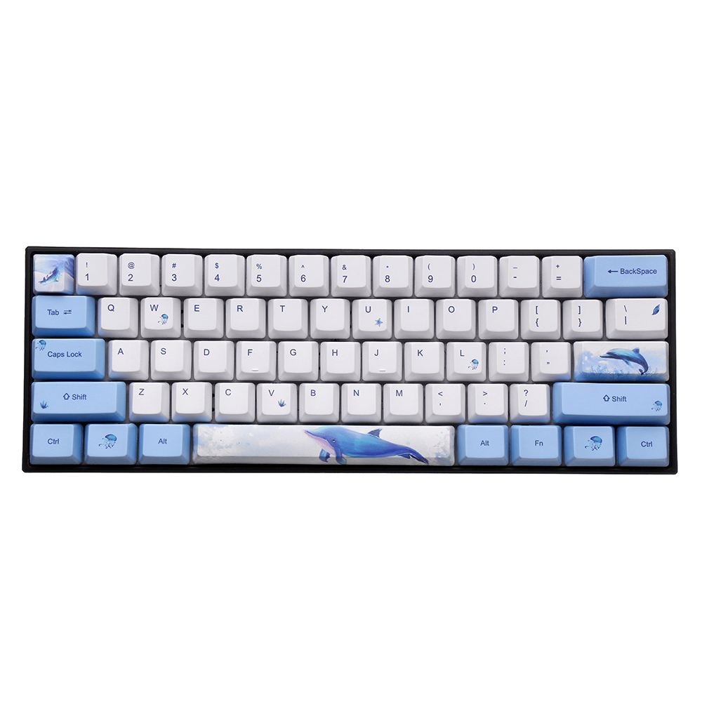 Whale Theme Keycap Set PBT Sublimation OEM Profile Keycap for GK61 GK64 Mechanical Gaming Keyboard for PC Laptop