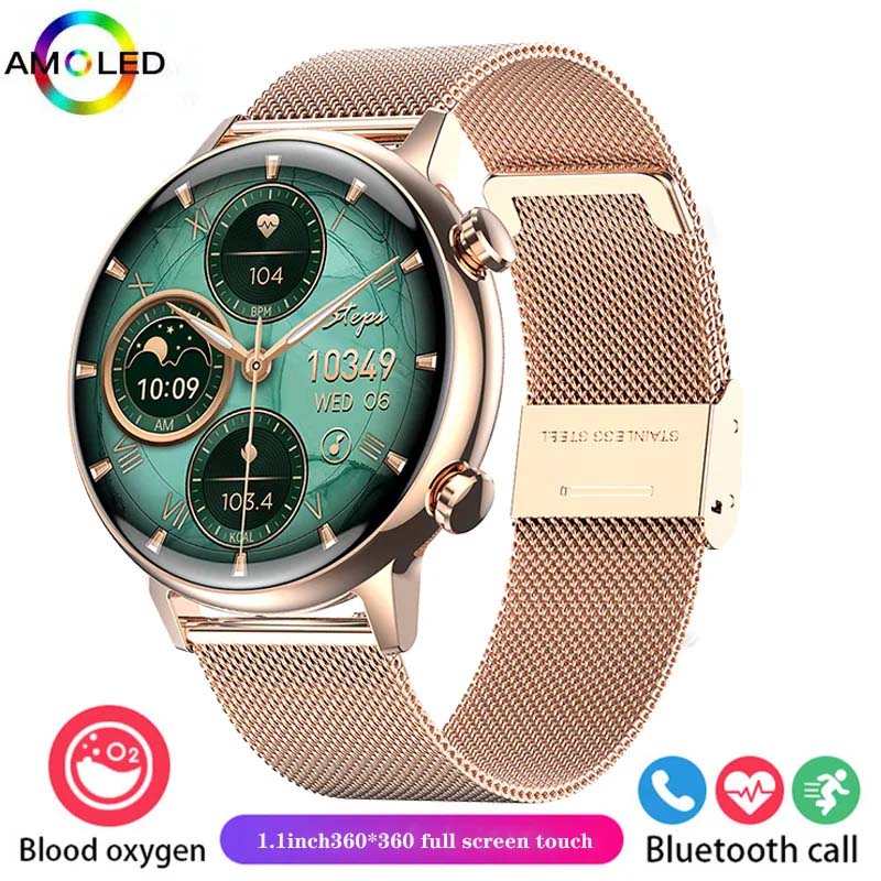 Montre intelligente étanche pour femme, écran HD AMOLED, appel Bluetooth, NDavid, santé, IP68, , 2024, 18mm: YELLOW
