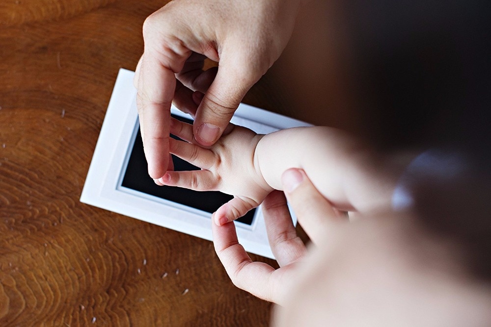 Taoqueen blå fotspår baby hand fotavtryck och stämpeldyna bläck lämnar fotspår babysouvenirer blå fotspår