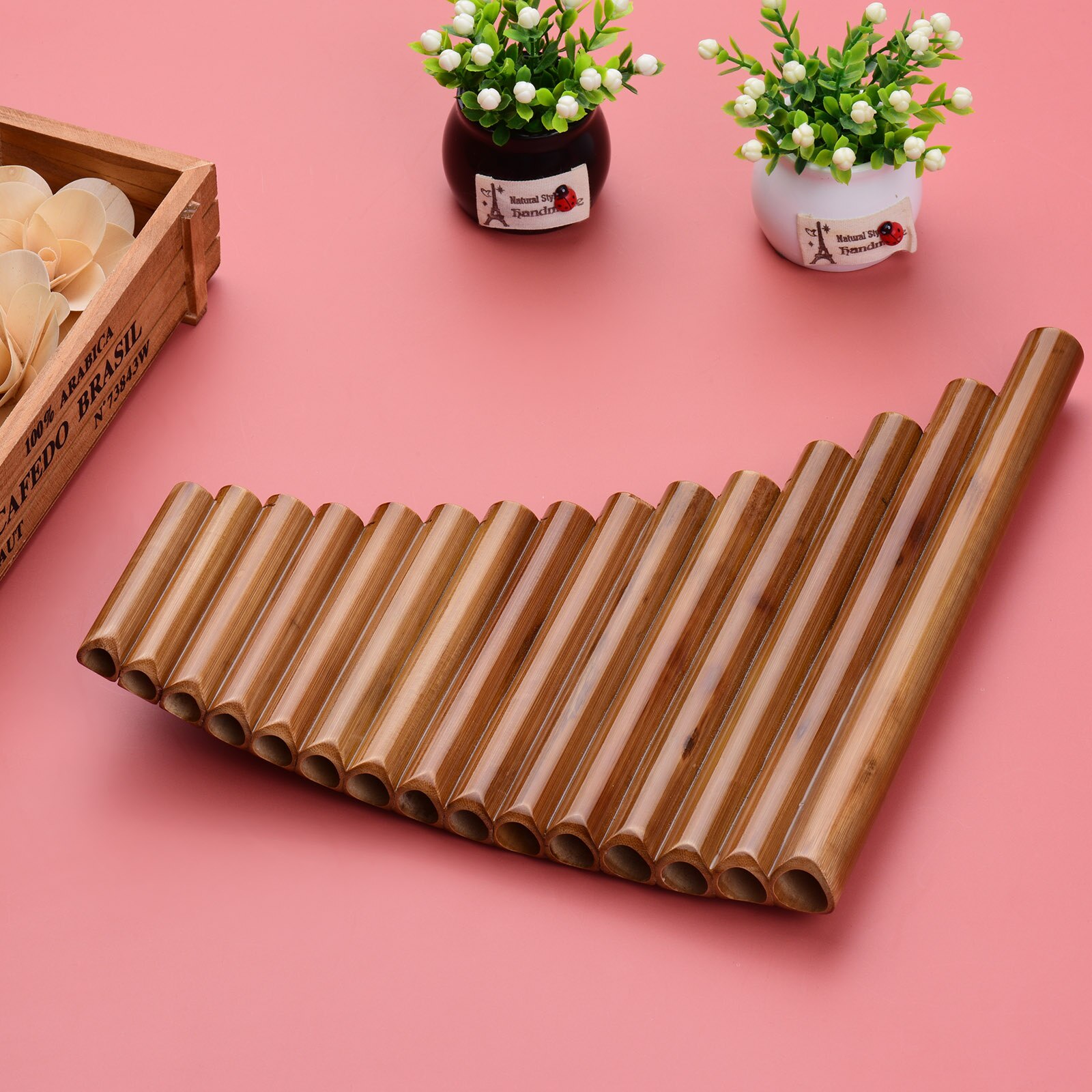 Muslady 15 Pijp Pan Fluit G Sleutel Pan Buizen Natuurlijke Bamboe Panpipes Chinese Traditionele Houtblazers Instrument Met Draagtas