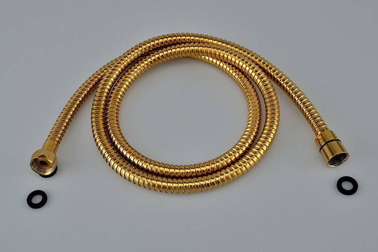 PVD-TI Gold Finish Brass Telephone Hand Held Shower Head Ceramics Handle 1.5M Gold Shower Hose Gold-Plated Shower Set: Gold Hose