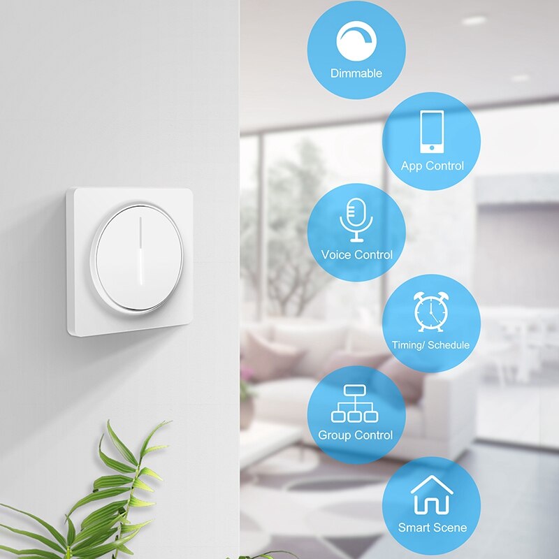 Tuya Smart Wifi Dimmer Lichtschakelaar Eu, Druk Dimmen Panel Wall Switch, Werkt Met Alexa Google Thuis, geen Hub Nodig