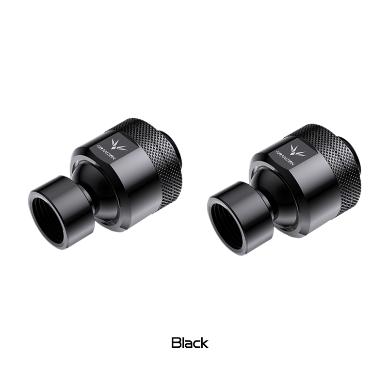 2pcs/lot 360 Degree Freely Rotary Fitting,G1/4'' Male to Famale Universal Joint Angled Adapter Rotate Fitting Granzon GD-X: 2PCS-Black