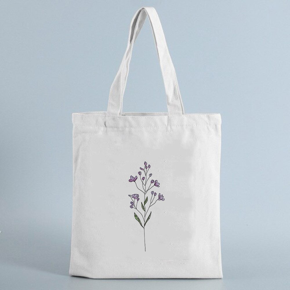 Mulheres Saco de Compras com Rose Flores Imprimir Lona Eco Sacola de Compras Reutilizável Sacos de Livro Estudante Saco de Pano Feminino Bolsa de Ombro: B0755-TBWH-M